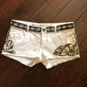 Express embellished jean shorts